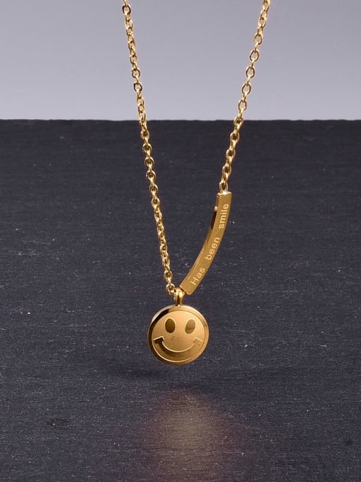 A TEEM Titanium Round  Smiley Minimalist Necklace 1