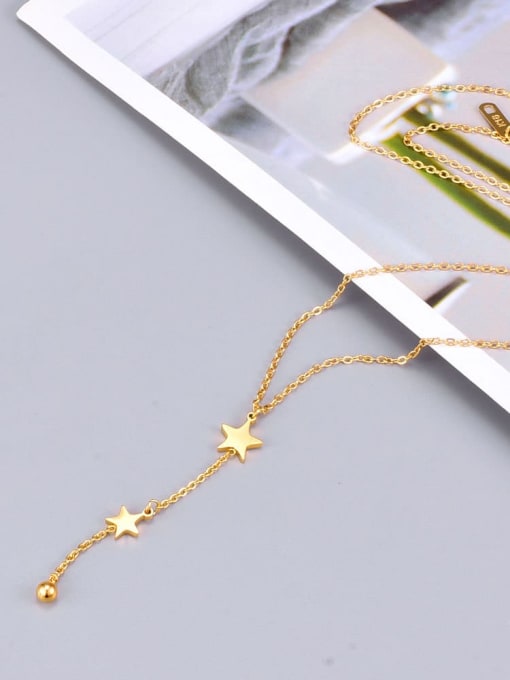 A TEEM Titanium Star Minimalist Tassel Lariat Necklace 3