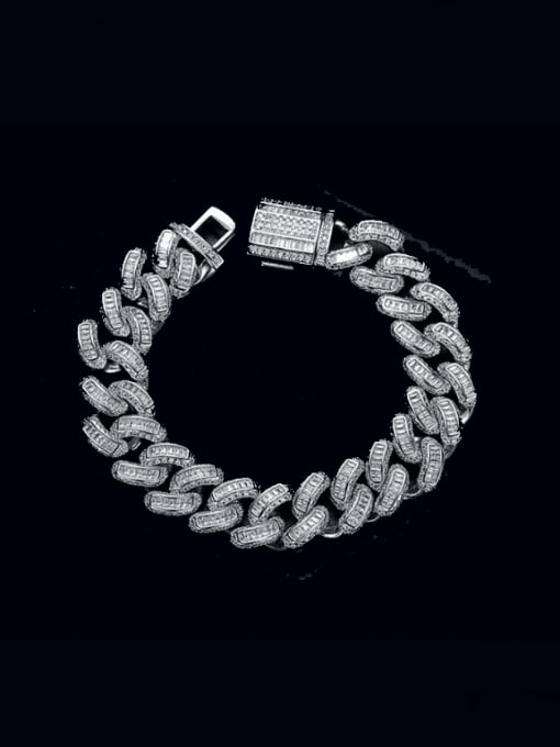 BLING SU Brass Cubic Zirconia Geometric Luxury Link Bracelet 0