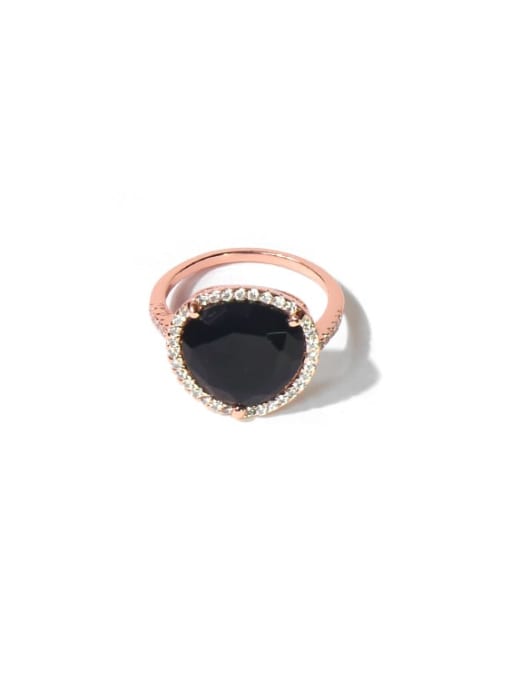 Rose Black Copper Cubic Zirconia Multi Color Water Drop Minimalist Band Ring