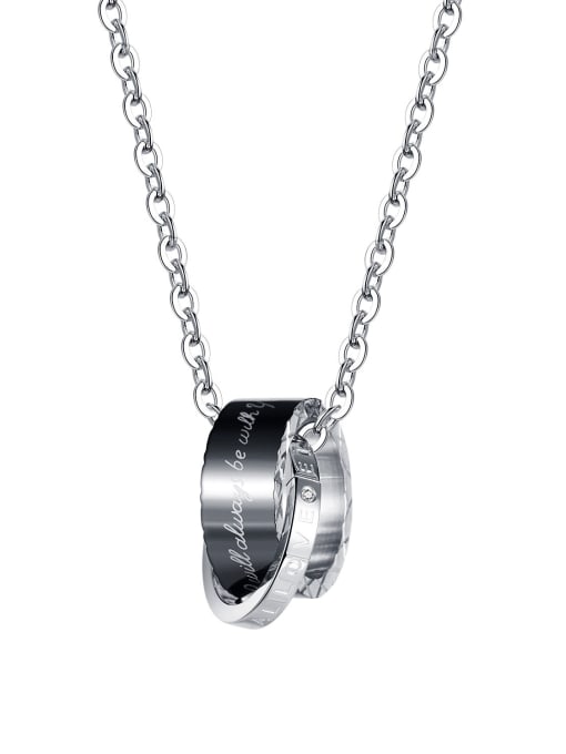 men pendant  Titanium Steel Rhinestone Round Minimalist Necklace