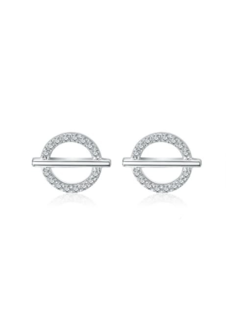 RINNTIN 925 Sterling Silver Cubic Zirconia Geometric Minimalist Stud Earring 0