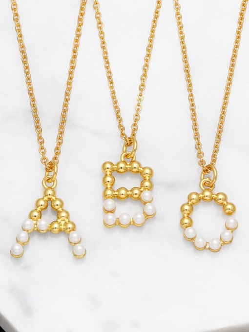 CC Brass Imitation Pearl Letter Minimalist Necklace 0