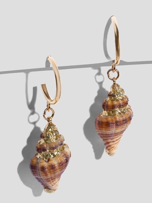 CC Brass Shell Irregular Bohemia Huggie Earring 3