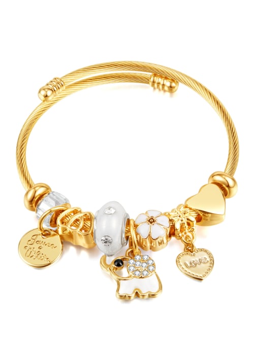 GH1062 Steel Bracelet Gold Stainless steel Cubic Zirconia Heart Minimalist Bracelet