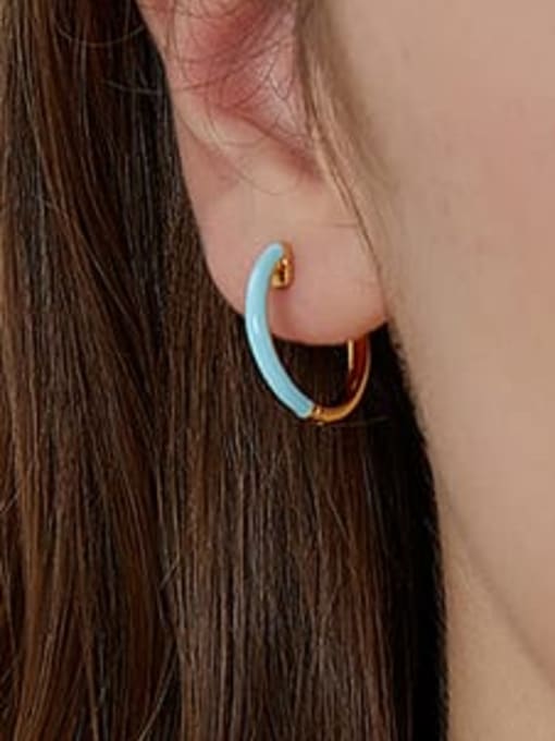 CHARME Brass Enamel Geometric Minimalist Hoop Earring 1