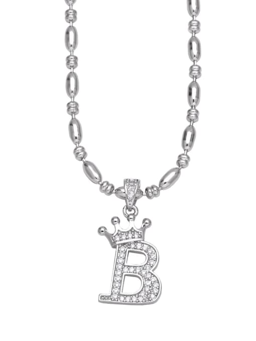 B Brass Cubic Zirconia Crown Minimalist Lariat Necklace