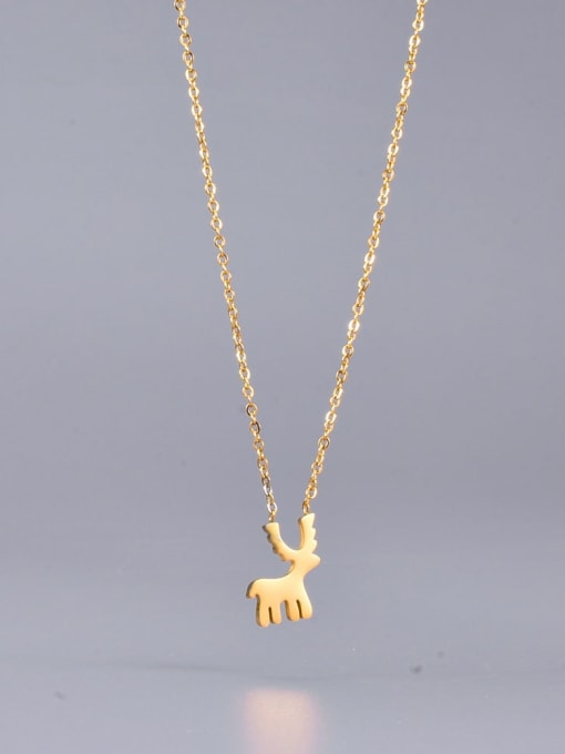 A TEEM Titanium smooth Deer Minimalist Pendant Necklace 0