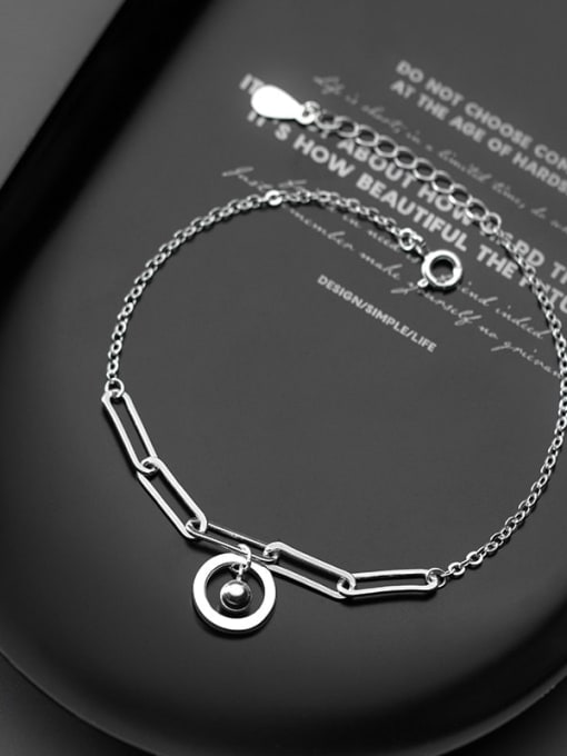 Rosh 925 Sterling Silver Hollow Geometric Chain Minimalist Link Bracelet 1
