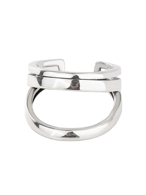 XBOX 925 Sterling Silver Geometric Retro double line Stackable Ring 0