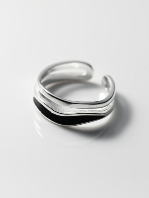 Rosh 925 Sterling Silver Enamel Geometric Minimalist Stackable Ring 3