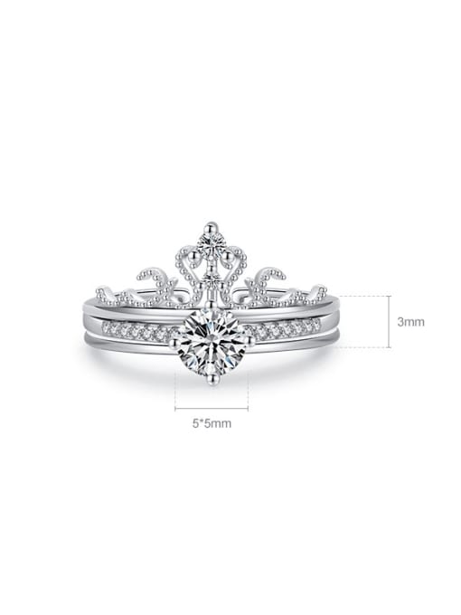 MODN 925 Sterling Silver Cubic Zirconia Crown Cute Stackable Ring 2