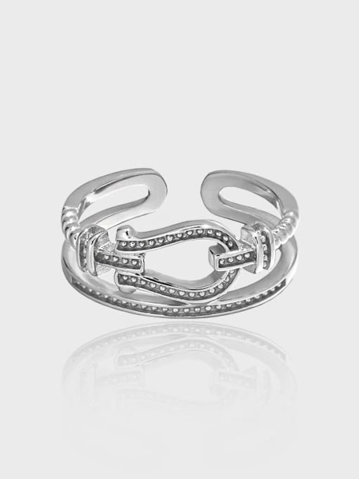 DAKA 925 Sterling Silver Cubic Zirconia Geometric Vintage Stackable Ring 3