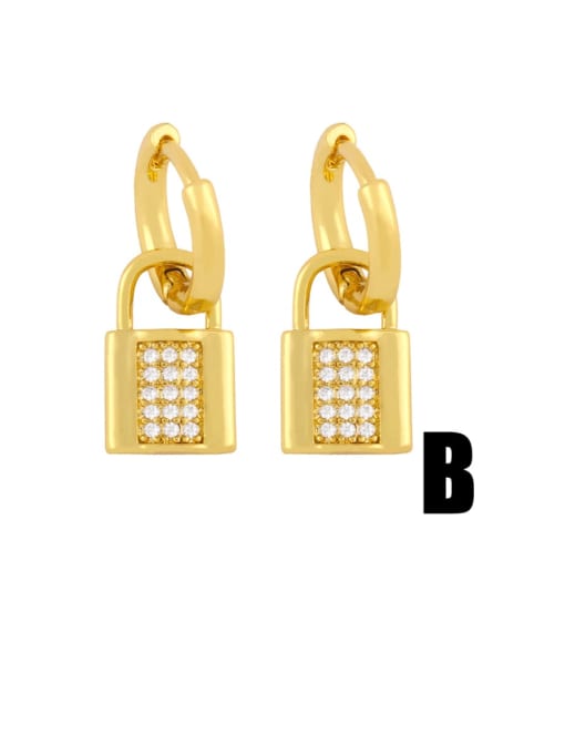 B Brass Cubic Zirconia Locket Ethnic Huggie Earring