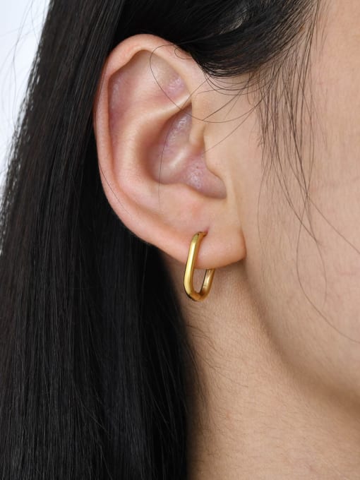 CONG Stainless steel Geometric Minimalist Huggie Earring 1