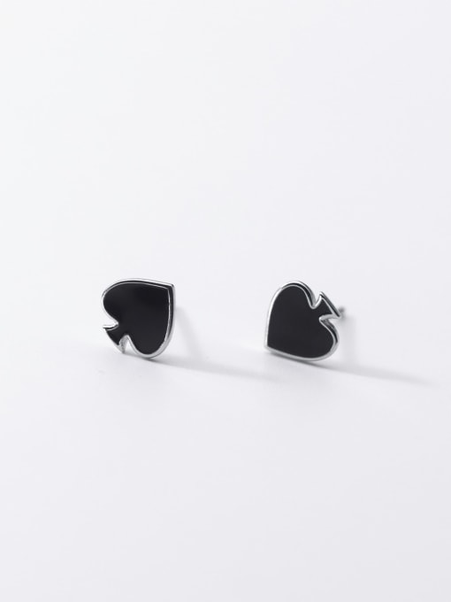 Rosh 925 Sterling Silver Acrylic Heart Minimalist Stud Earring 2