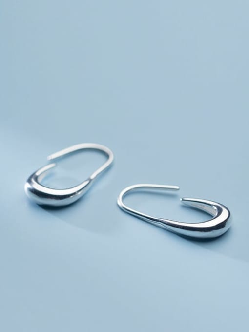 Rosh 925 Sterling Silver Simple glossy oval Earring 0