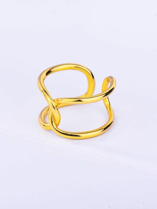 Rd0133 gold 2.96g 925 Sterling Silver Geometric Vintage Band Ring