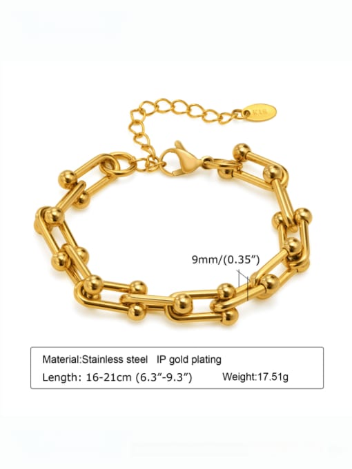 Length: 16+5cm Titanium Steel Geometric Vintage Link Bracelet