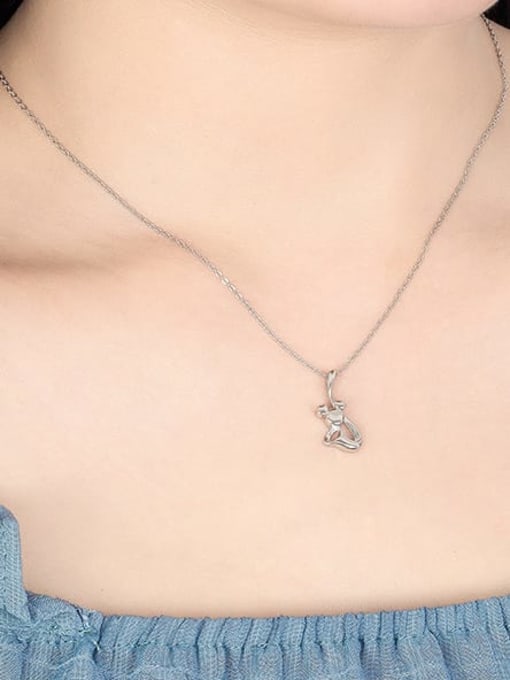 HAHN 925 Sterling Silver Rhinestone Mouse Minimalist Necklace 2