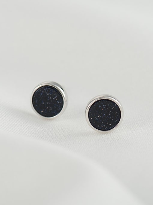 XBOX 925 Sterling Silver Obsidian Round Minimalist Stud Earring 1