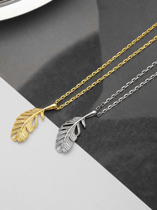 XBOX 925 Sterling Silver Cubic Zirconia Feather Minimalist Necklace 1