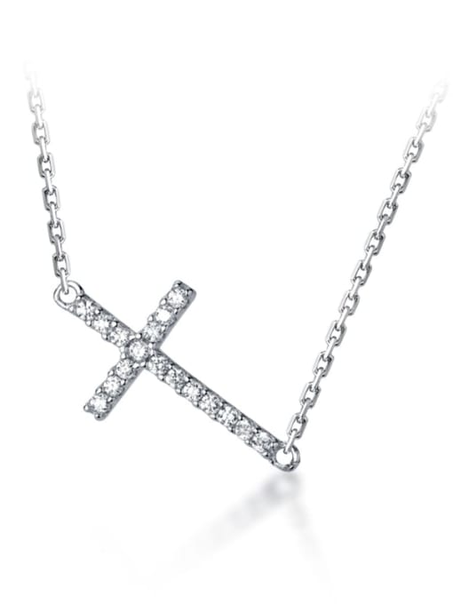 Rosh 925 Sterling Silver Cubic Zirconia Cross Dainty Regligious Necklace