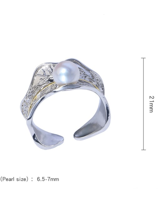 Freshwater pearl ring Brass Freshwater Pearl Irregular Vintage Band Ring