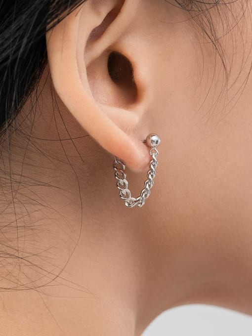 MODN 925 Sterling Silver Geometric Chain Minimalist Drop Earring 1