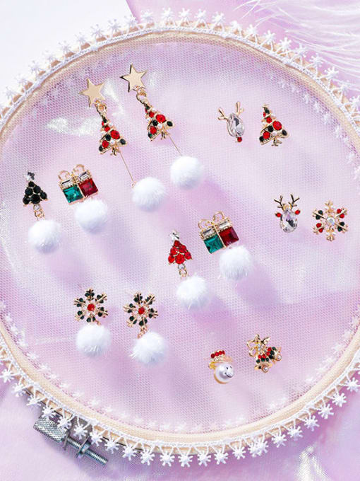 Girlhood Alloy Enamel Christmas Seris Cute Stud Earring 1