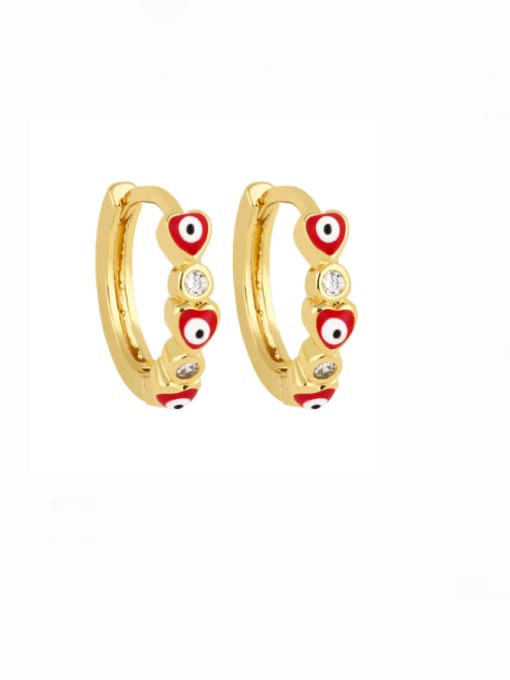 CC Brass Enamel Evil Eye Vintage Huggie Earring 1