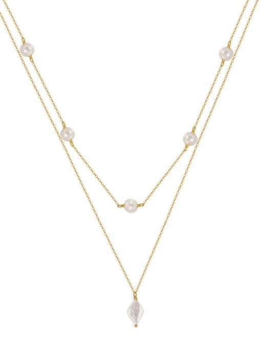 14K gold, weighing 5.04g 925 Sterling Silver Cubic Zirconia Geometric Minimalist Multi Strand Necklace