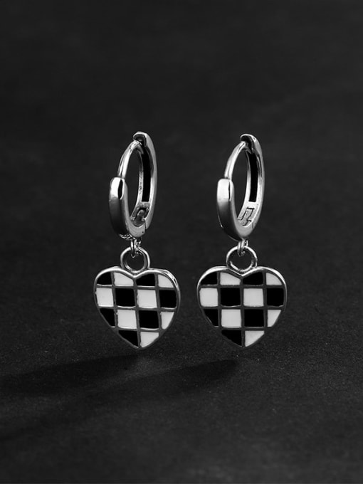KDP-Silver 925 Sterling Silver Enamel Heart Minimalist Huggie Earring 3