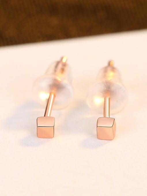 Rose gold 24h12 925 Sterling Silver Geometric Minimalist Stud Earring