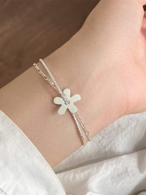 Rosh 925 Sterling Silver Flower Minimalist Strand Bracelet 1