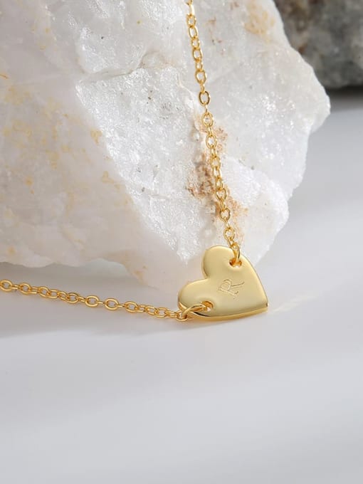 CHARME Brass Heart Letter Pendant  Minimalist  Necklace 3