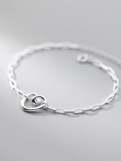 Rosh 925 Sterling Silver Heart Minimalist Link Bracelet 0