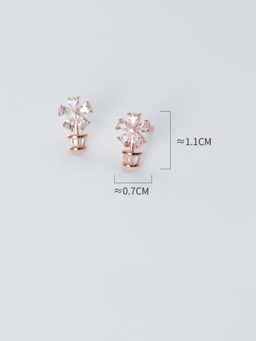 Rosh 925 Sterling Silver Cubic Zirconia Flower Dainty Stud Earring 3