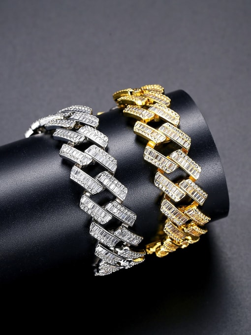BLING SU Stainless steel Cubic Zirconia Geometric Luxury Bracelet 3
