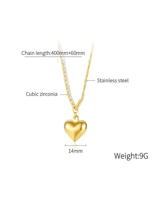 Open Sky Titanium Steel Heart Minimalist Asymmetrical Chain Necklace 3