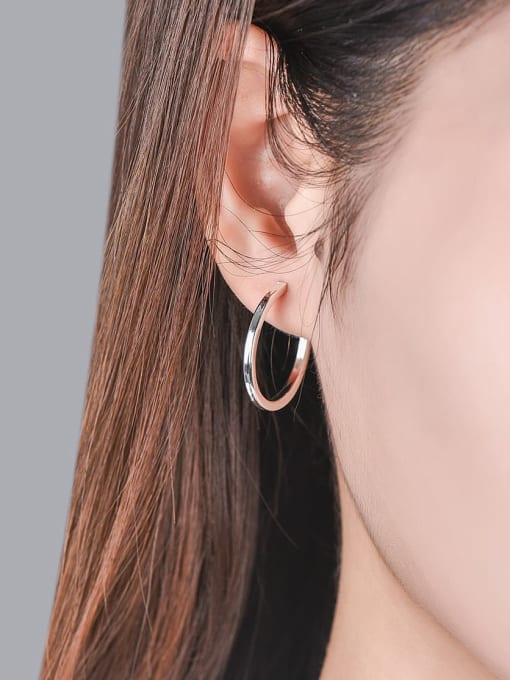 XBOX 925 Sterling Silver Geometric Minimalist C Shape Hoop Earring 1
