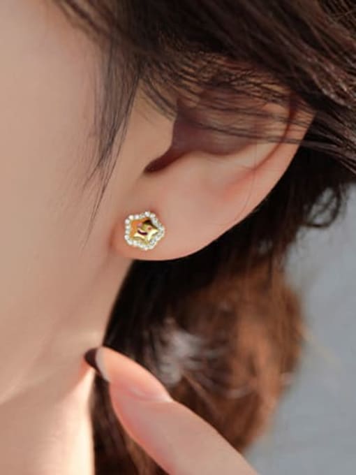 BeiFei Minimalism Silver 925 Sterling Silver Cubic Zirconia Smiley Cute Stud Earring 1