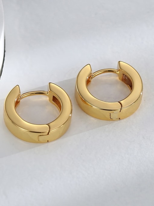 Gold glossy circular earrings Brass Smooth Geometric Minimalist Earring
