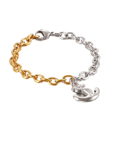 Steel color Stainless Steel Irregular Anchor Vintage Chain  Bracelet