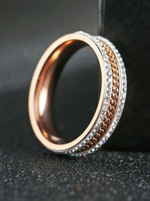 MIYA Titanium Steel Rhinestone Round Minimalist Stackable Ring 0