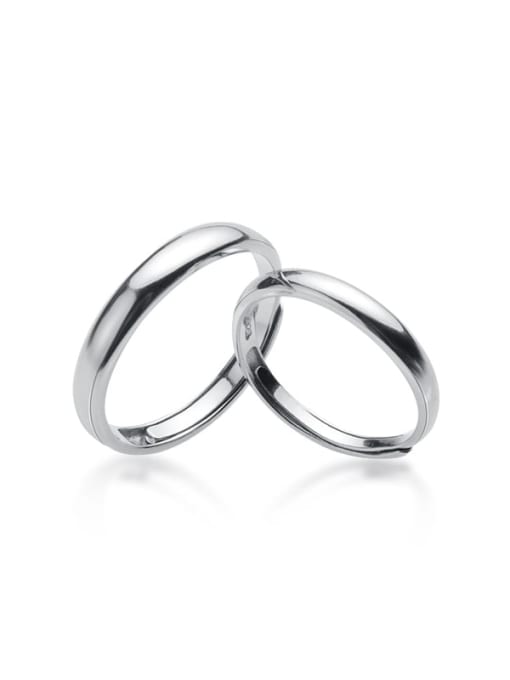 Rosh 925 Sterling Silver Minimalist Smooth Round  Lovers Ring 0