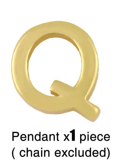 Q (without chain) Brass Smooth Minimalist Letter Pendant