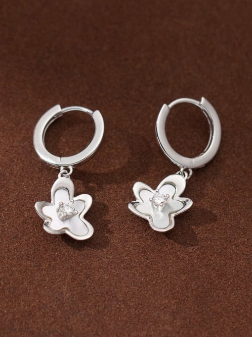 Rosh 925 Sterling Silver Enamel Flower Minimalist Huggie Earring 2