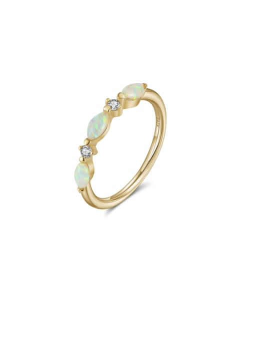 14K gold,  1.1g 925 Sterling Silver Opal Geometric Dainty Band Ring
