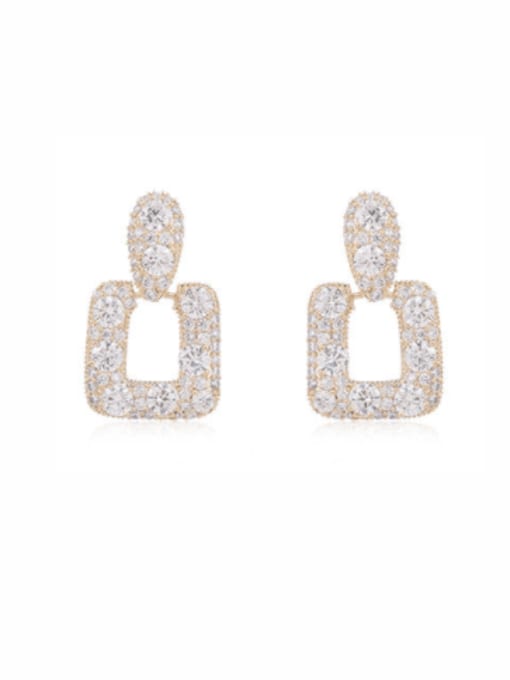 Luxu Brass Cubic Zirconia Geometric Luxury Cluster Earring